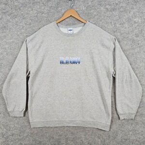 Old Navy Gray Heathered Logo Sweatshirt Pullover Men's Size XL Cotton/Poly STAIN